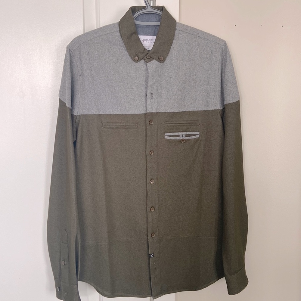 Kollar two tone button down shirt - Boutique Fashion